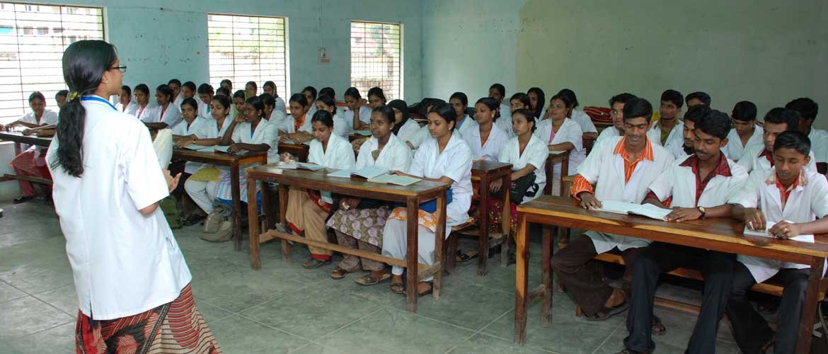 Students attending a lecture in the classroom